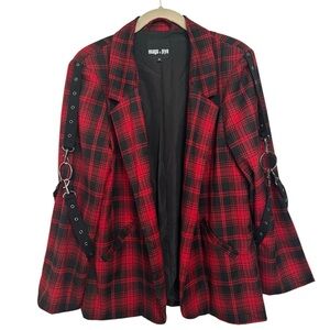 Mags & Pye 2 LF Plaid Harness Blazer Sz M Red